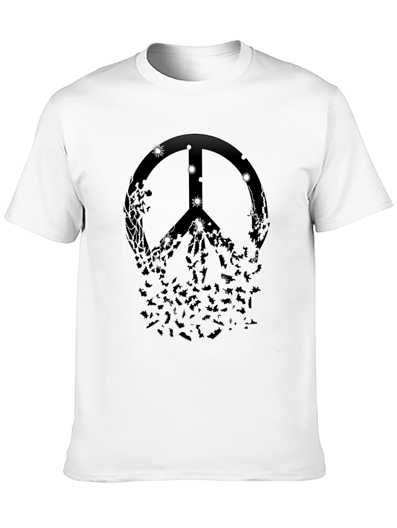Edgy Peace Sign Graphic Tee - Black