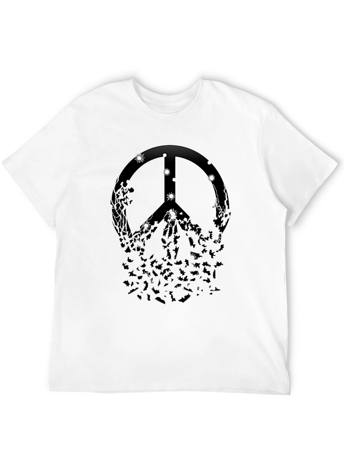 Edgy Peace Sign Graphic Tee - Black