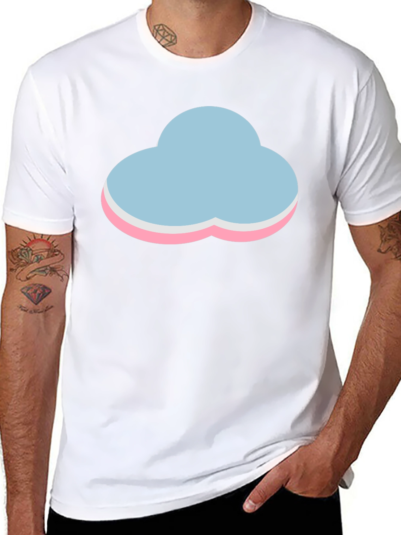 Pastel Cloud Graphic Black T-Shirt