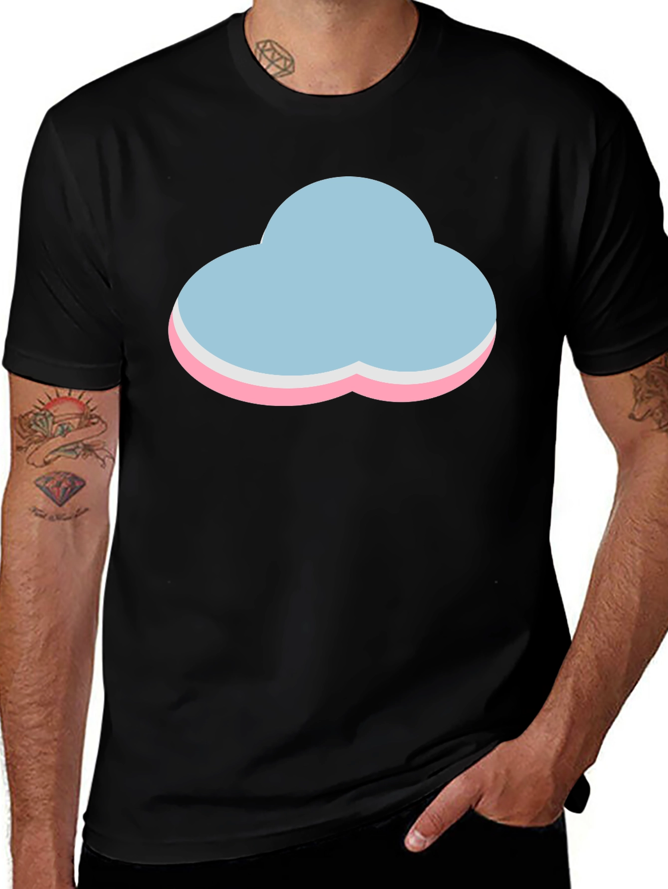 Pastel Cloud Graphic Black T-Shirt