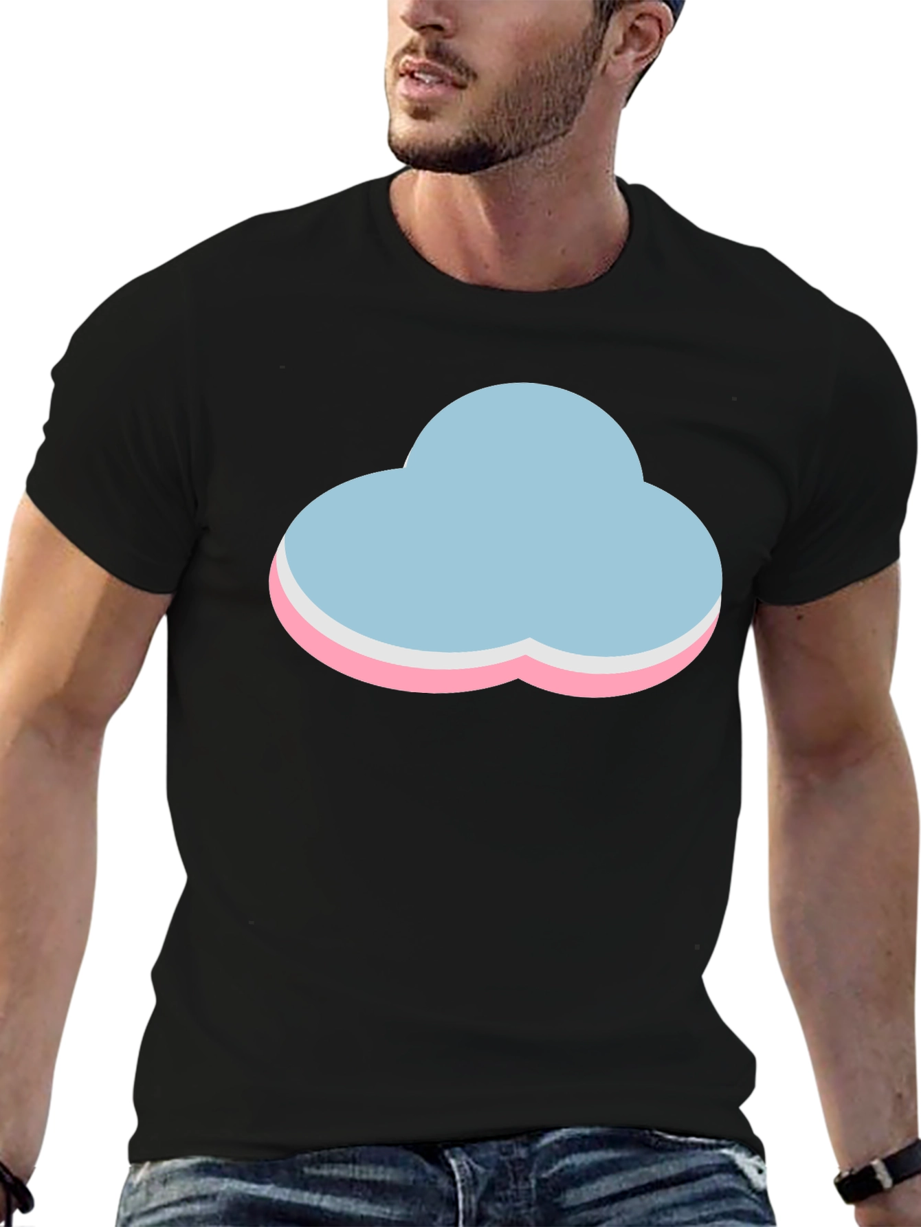 Pastel Cloud Graphic Black T-Shirt