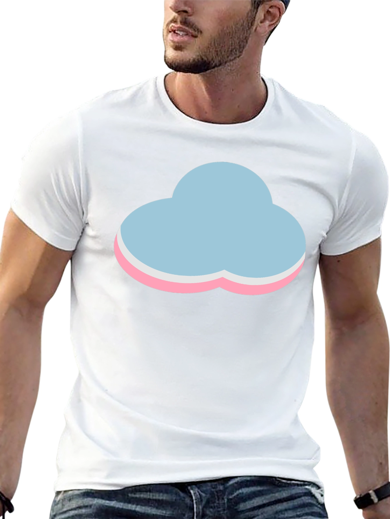 Pastel Cloud Graphic Black T-Shirt