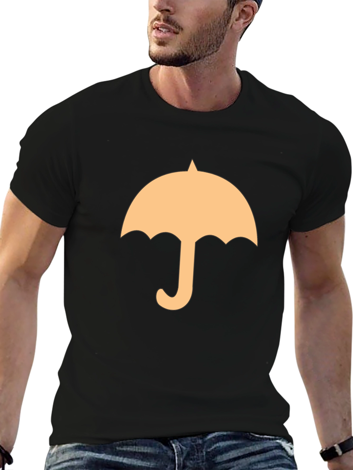 Umbrella Graphic Tee - Stylish Black Cotton T-Shirt