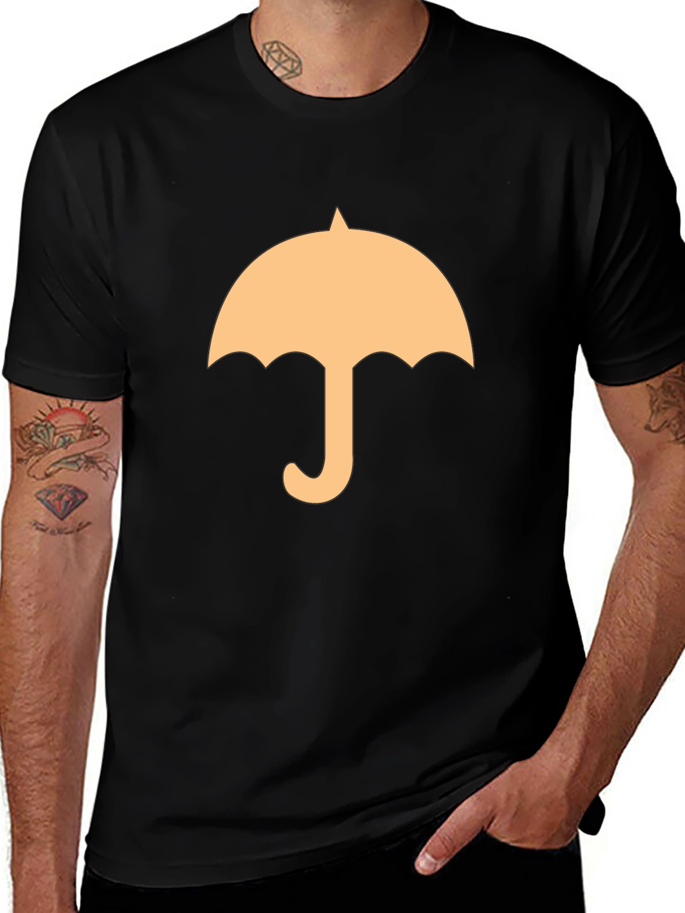 Umbrella Graphic Tee - Stylish Black Cotton T-Shirt