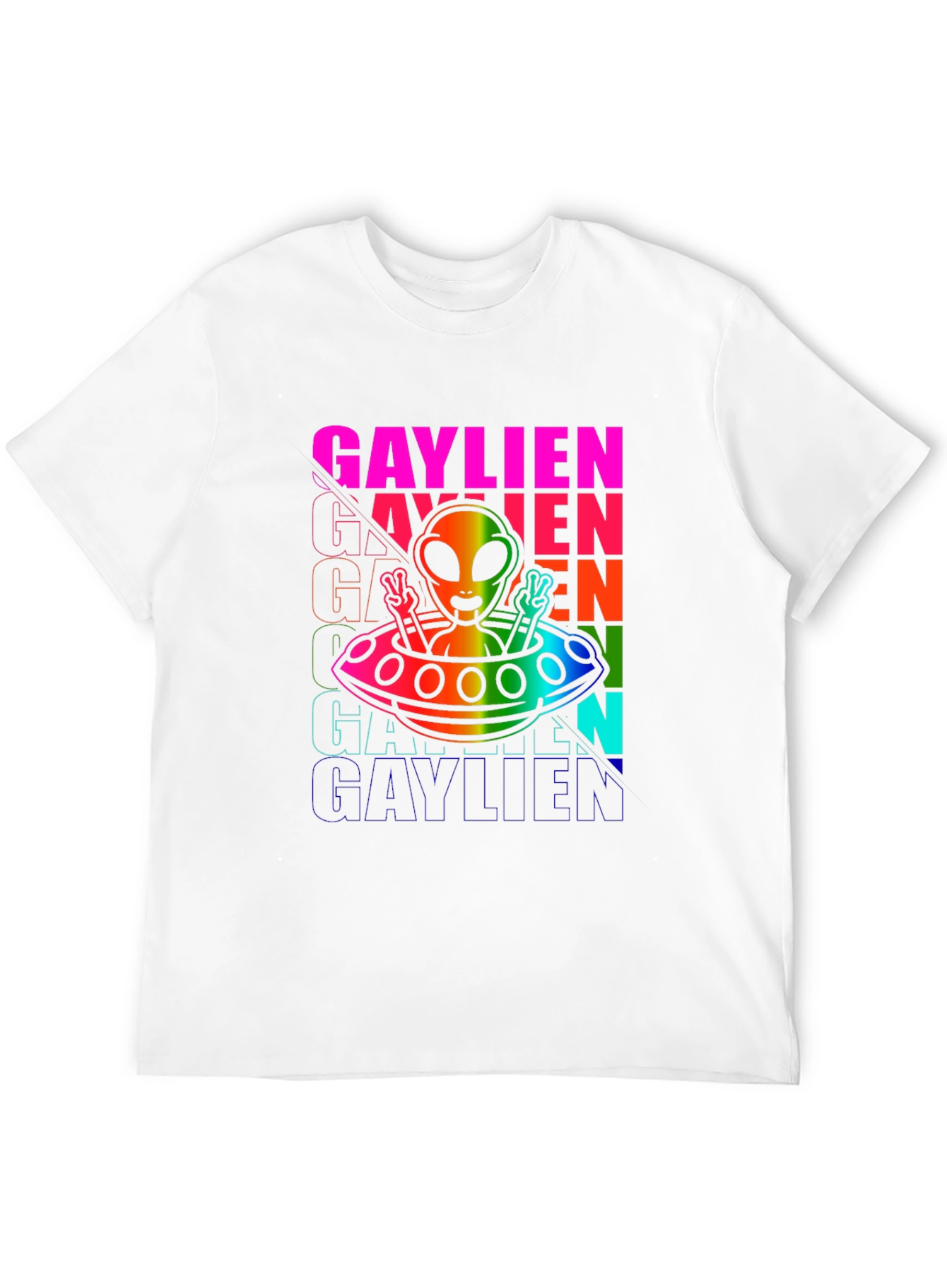 Gaylien T-Shirt: Rainbow Alien UFO Pride Tee