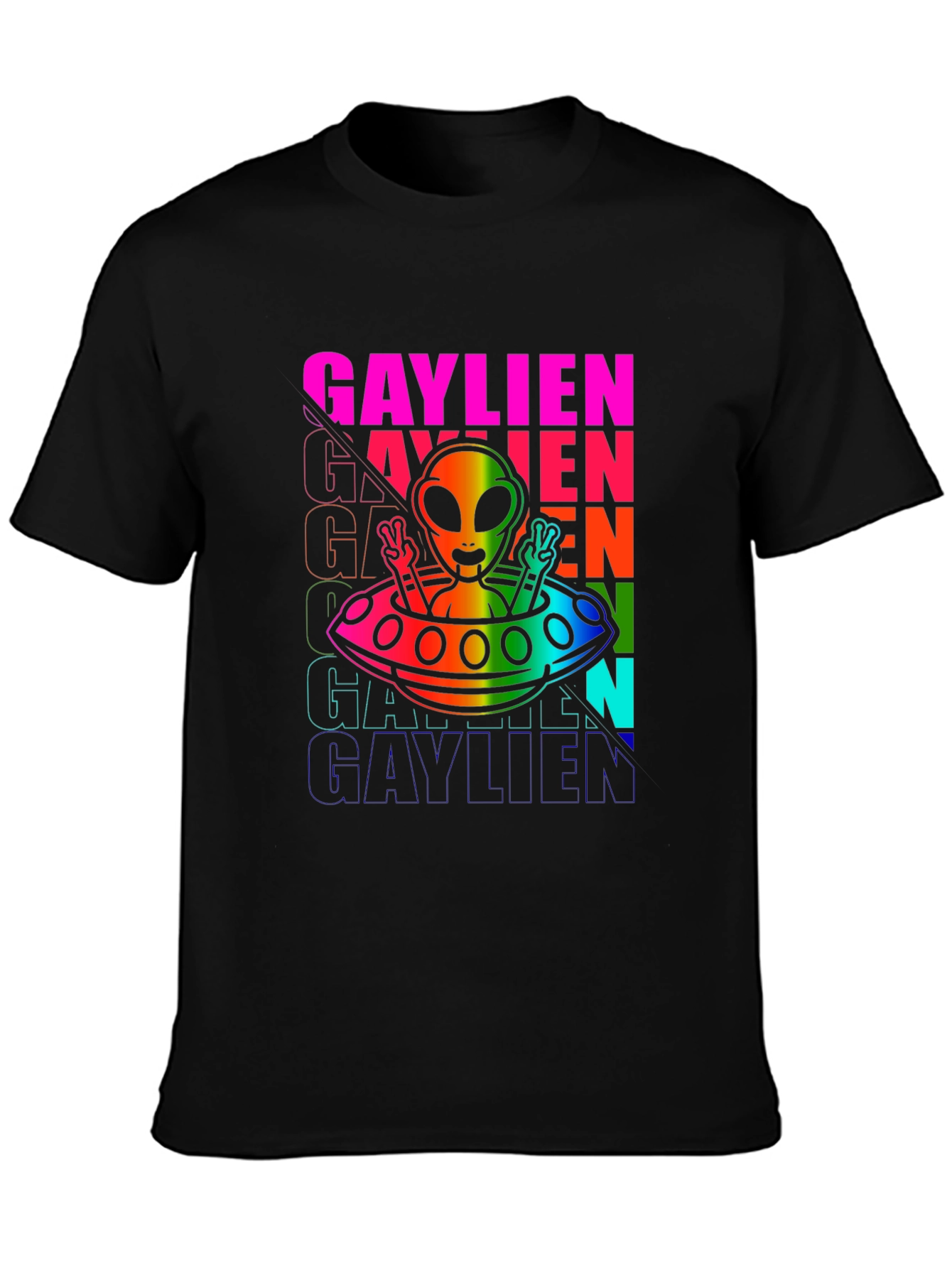 Gaylien T-Shirt: Rainbow Alien UFO Pride Tee