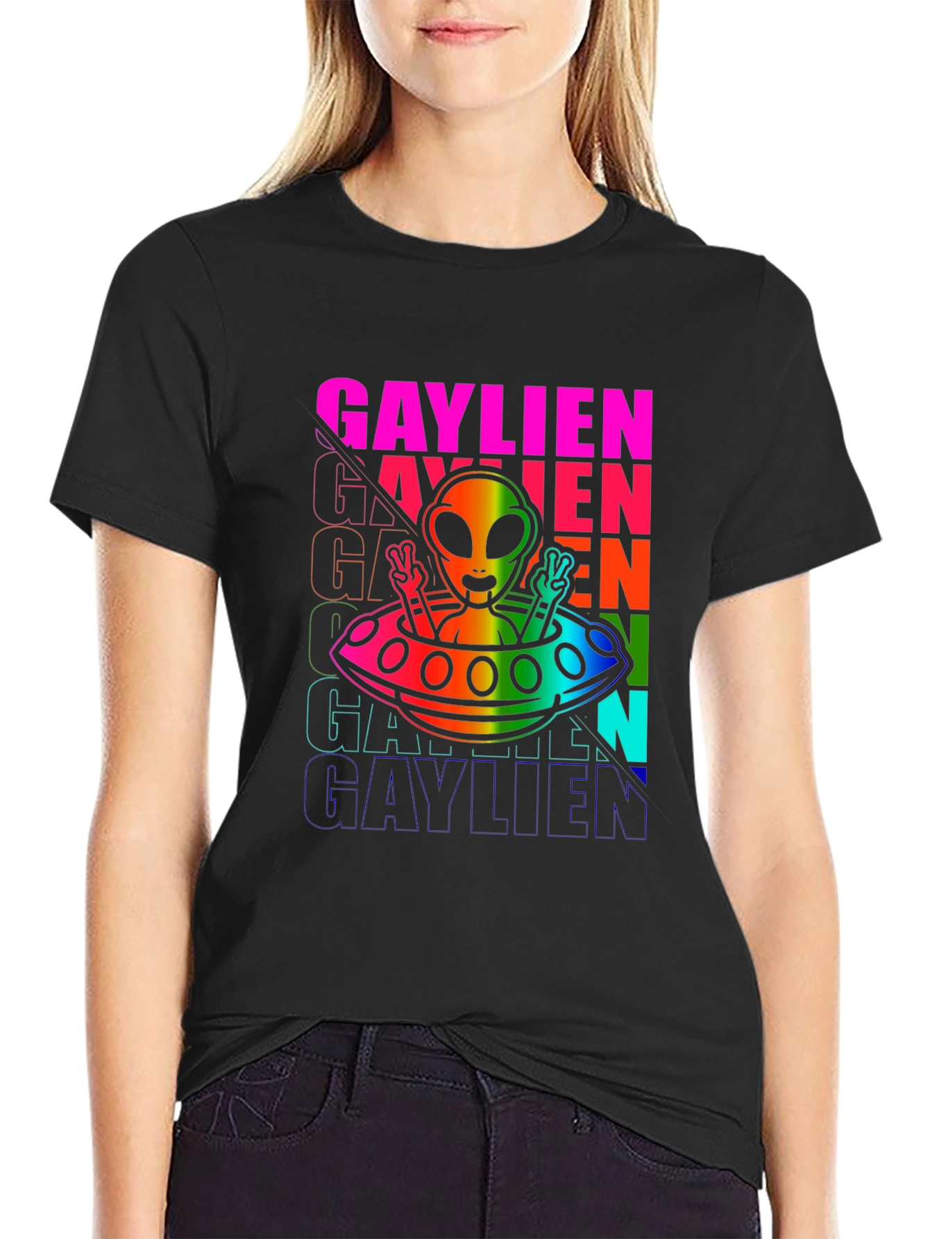 Gaylien T-Shirt: Rainbow Alien UFO Pride Tee