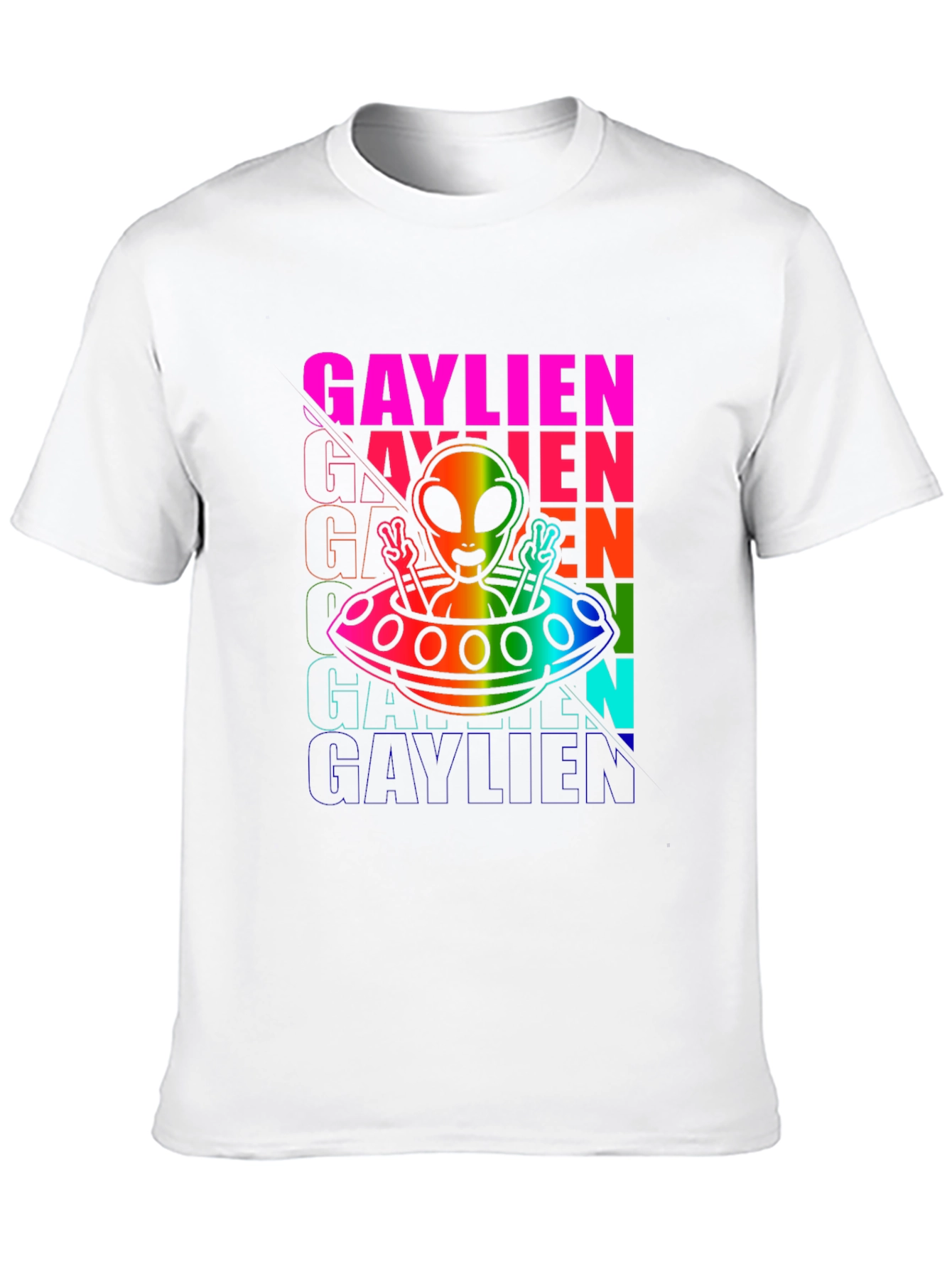 Gaylien T-Shirt: Rainbow Alien UFO Pride Tee