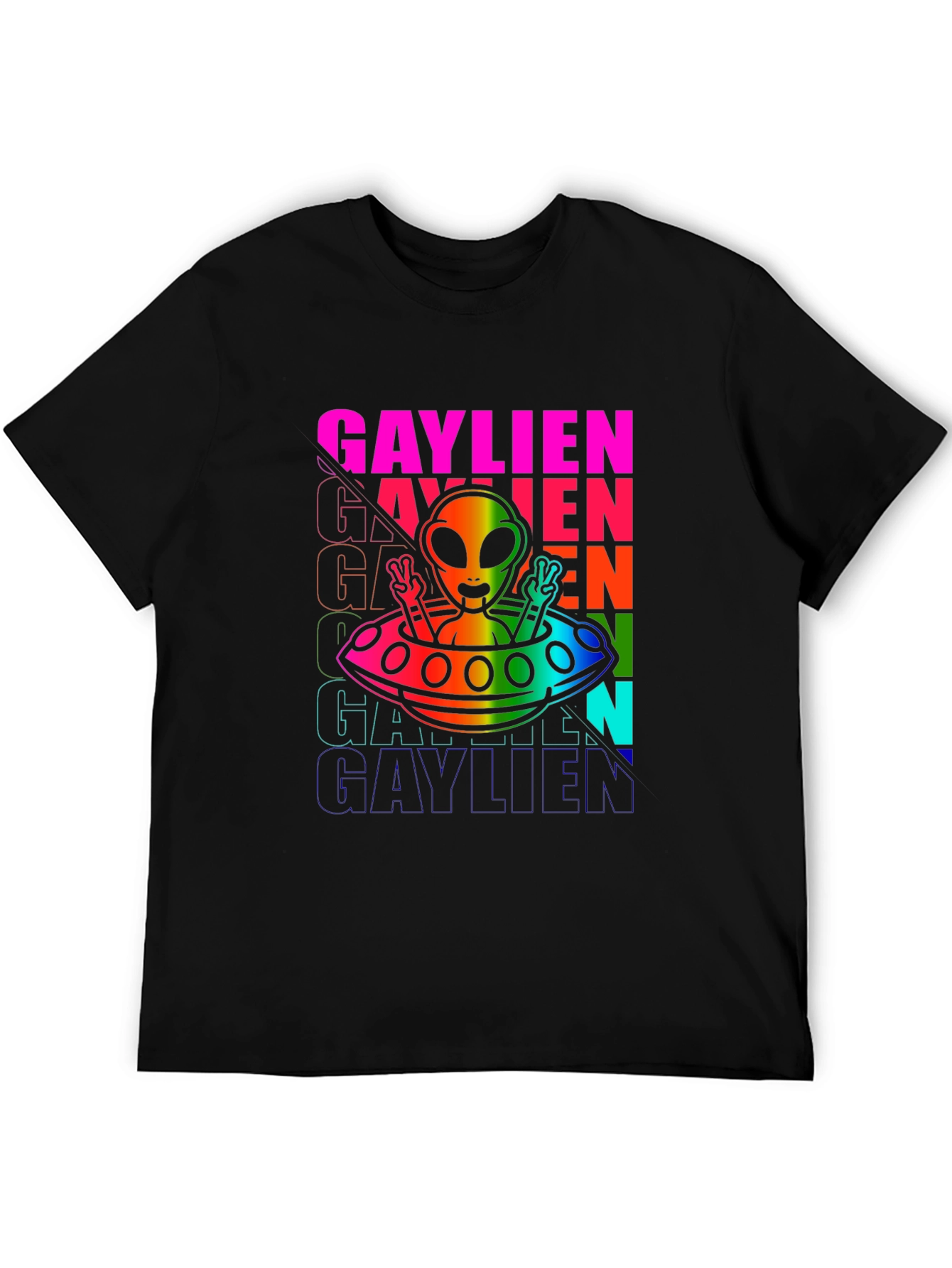 Gaylien T-Shirt: Rainbow Alien UFO Pride Tee