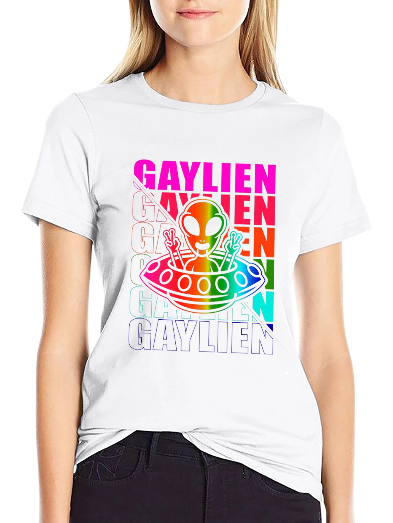 Gaylien T-Shirt: Rainbow Alien UFO Pride Tee
