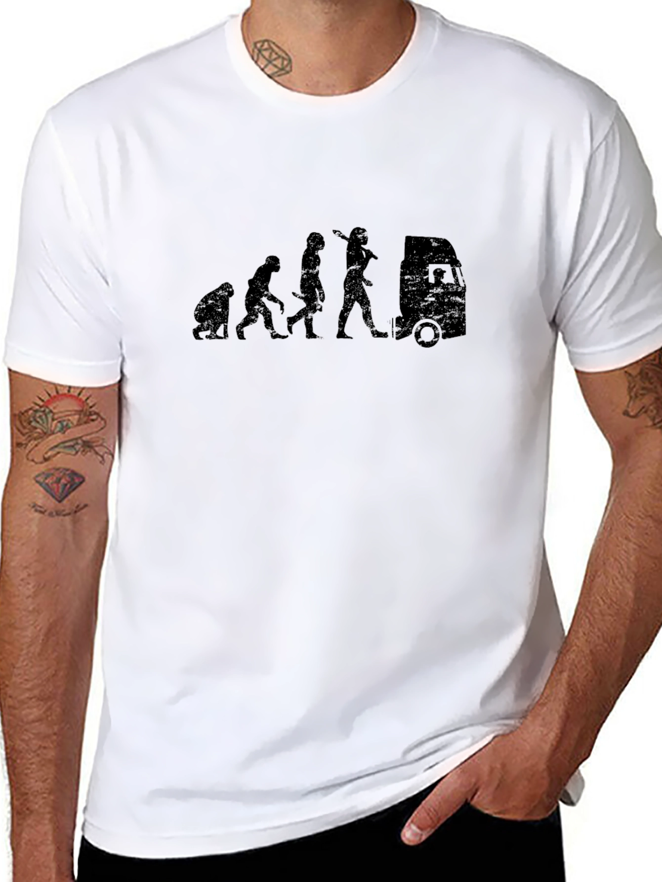 Evolution of Trucker Black T-Shirt