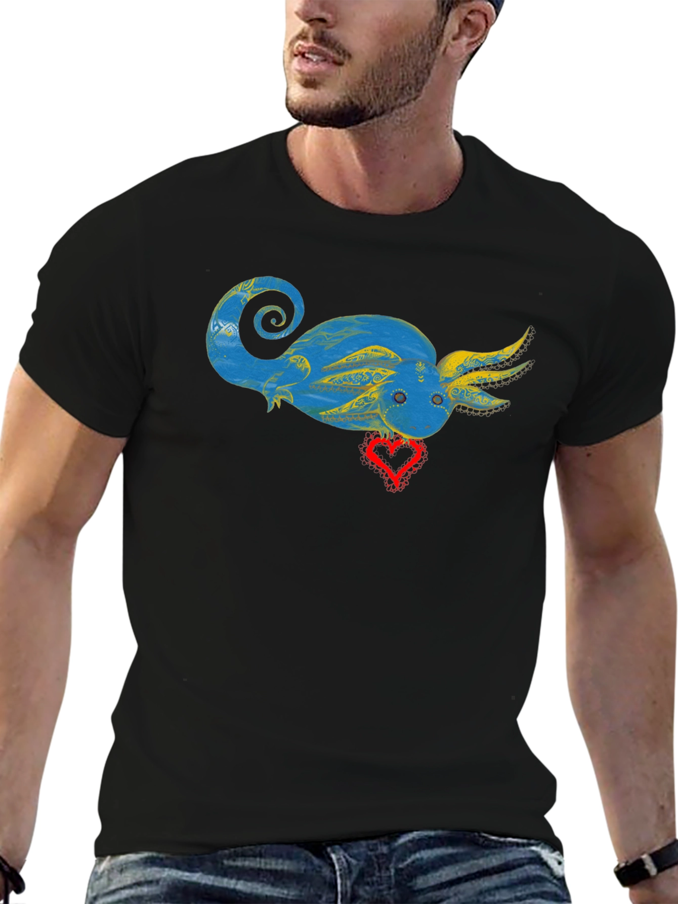 Axolotl Heart Graphic T-Shirt - Unique Design
