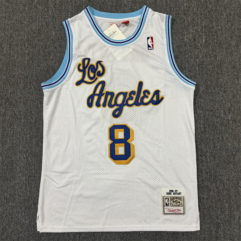Men's Los Angeles Lakers Kobe Bryant 1996-97 White Hardwood Classics Authentic Jerseys