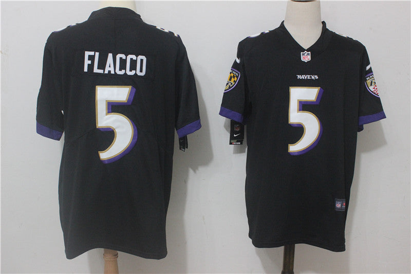 Men's Baltimore Ravens Joe Flacco #5 Black Game Jerseys