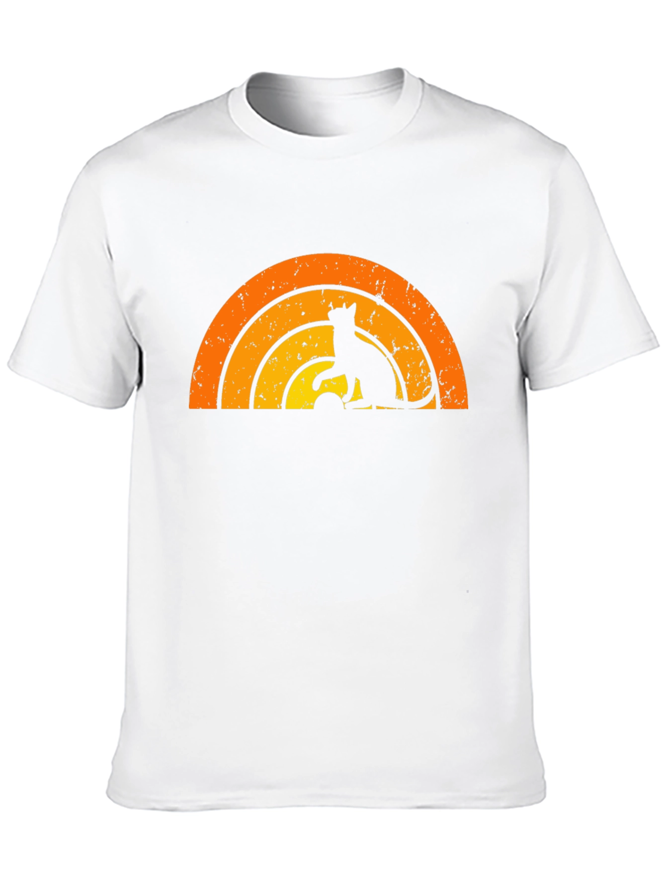 Retro Cat Rainbow Graphic T-Shirt