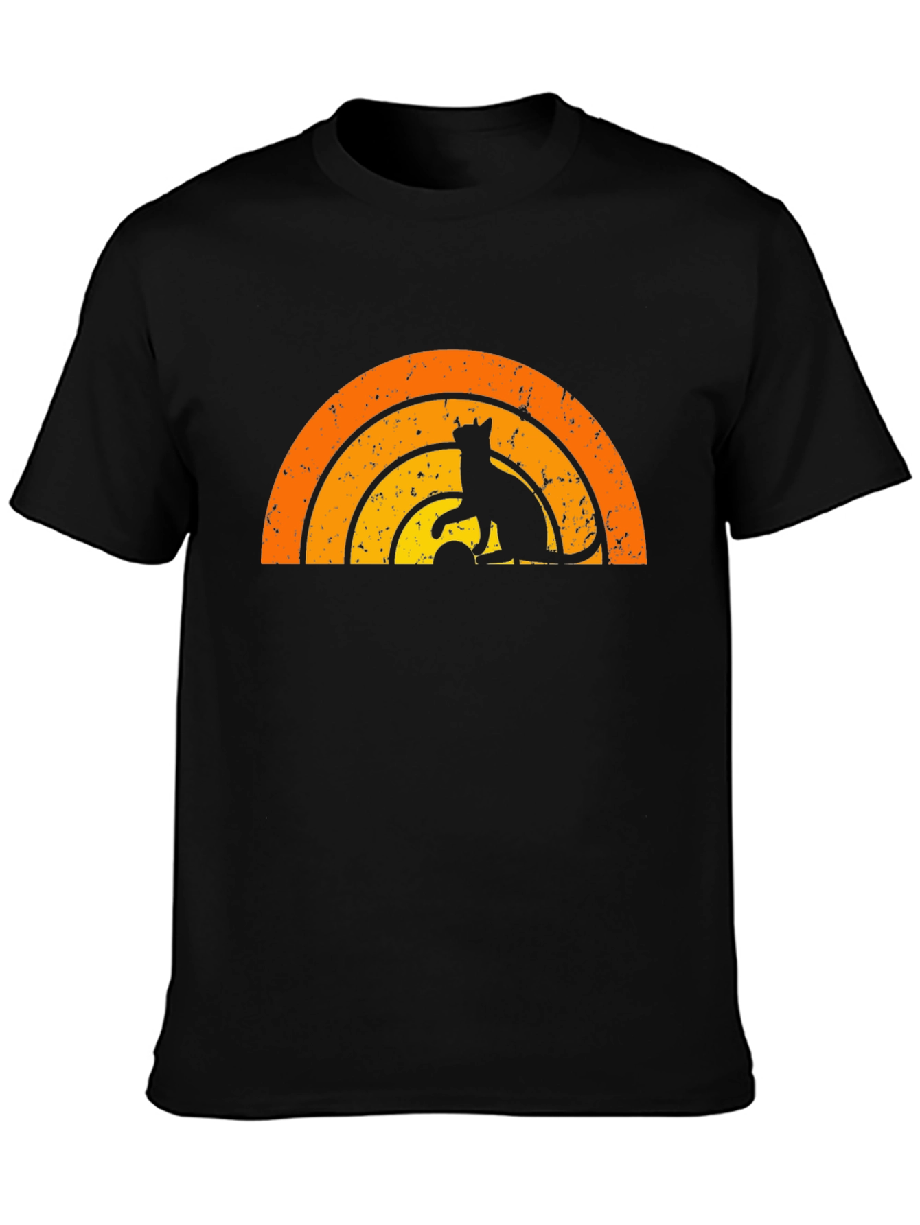 Retro Cat Rainbow Graphic T-Shirt