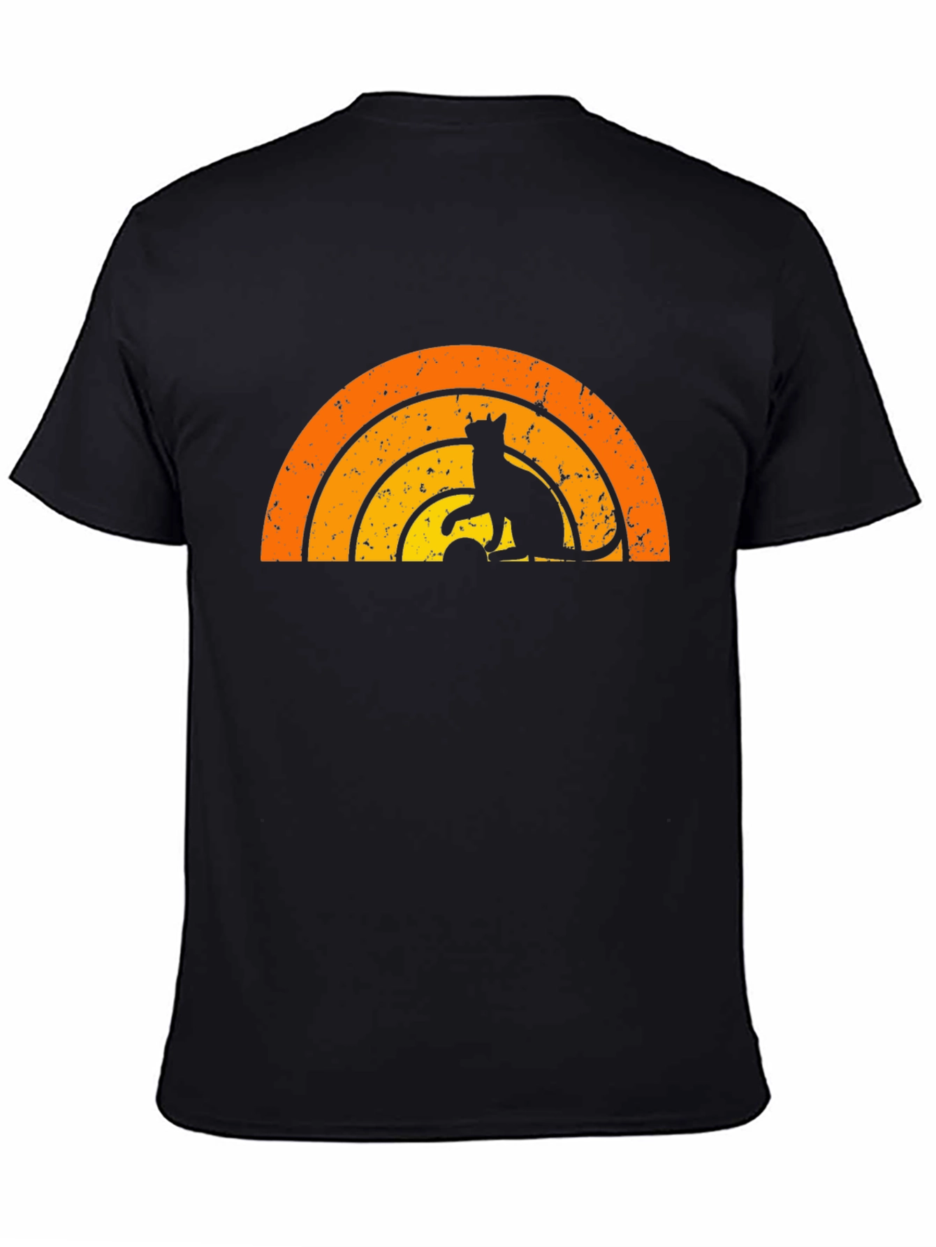 Retro Cat Rainbow Graphic T-Shirt