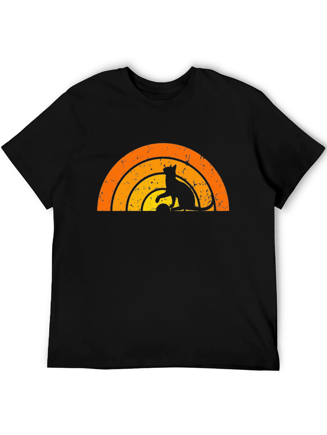 Retro Cat Rainbow Graphic T-Shirt