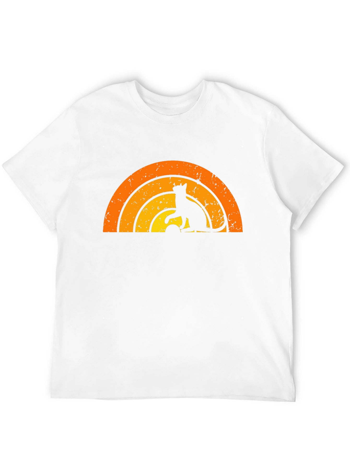 Retro Cat Rainbow Graphic T-Shirt