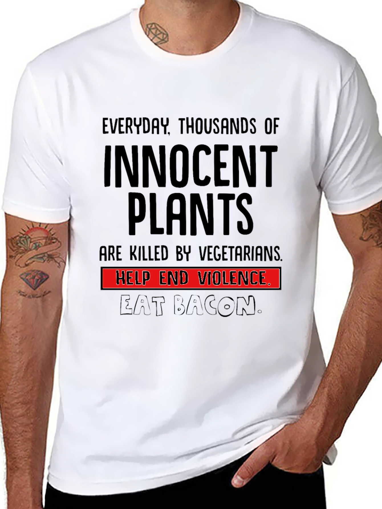 Innocent Plants Eat Bacon Graphic Tee