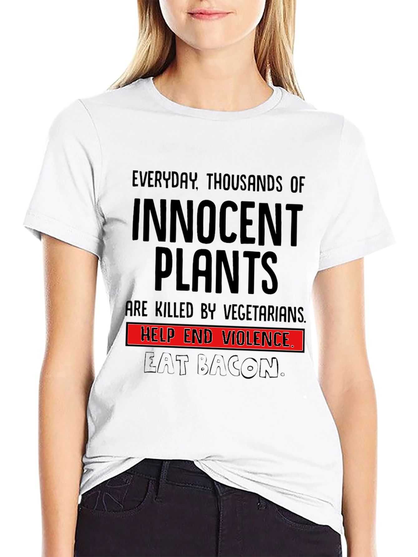 Innocent Plants Eat Bacon Graphic Tee