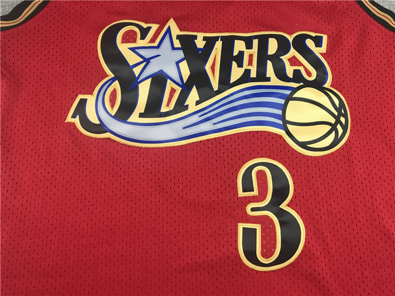 Men's Philadelphia 76ers Allen Iverson Red Hardwood Classics Swingman Jerseys