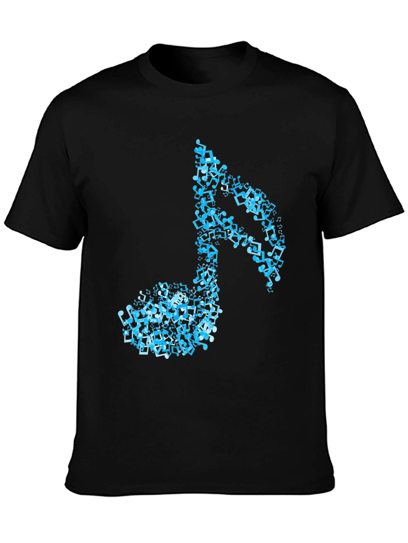 Musical Note Mens Black Graphic T-Shirt