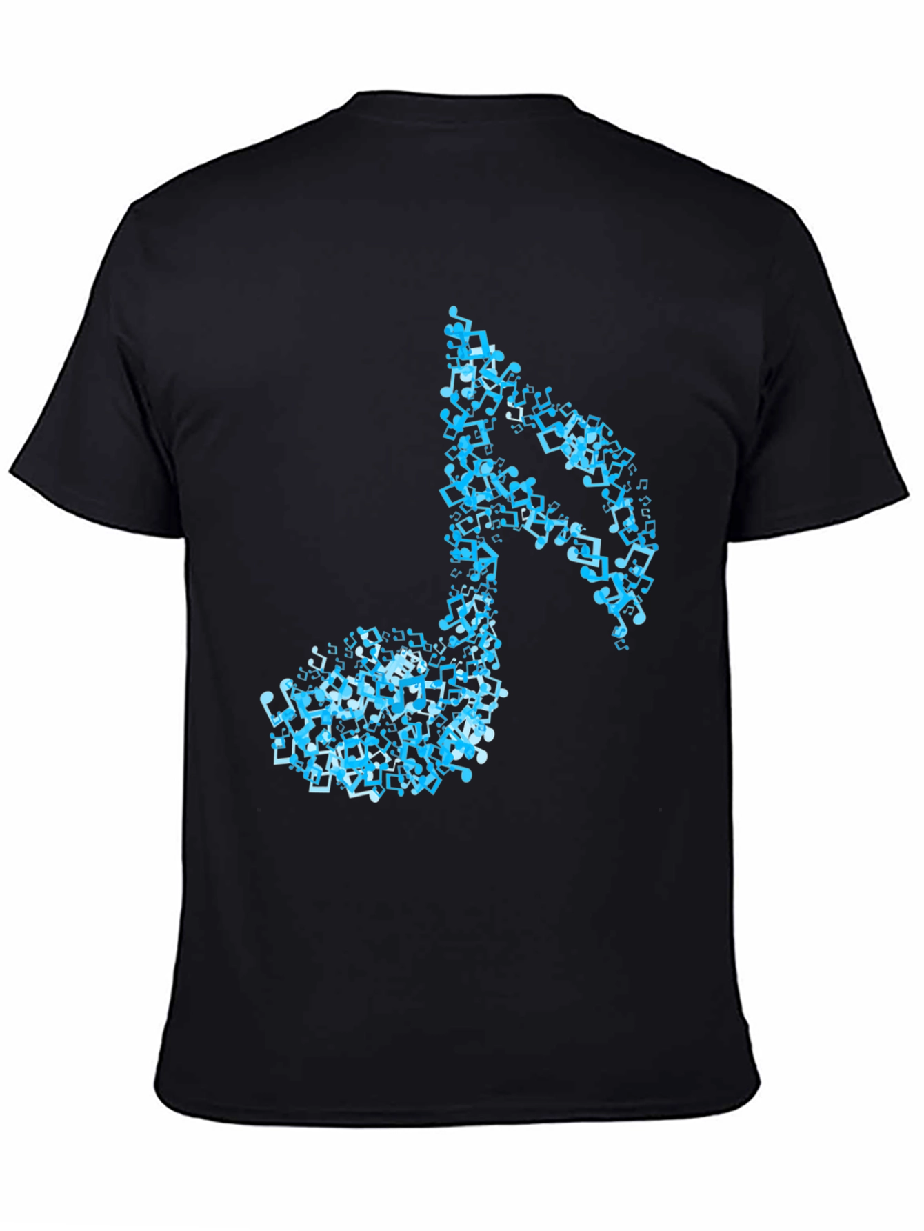 Musical Note Mens Black Graphic T-Shirt