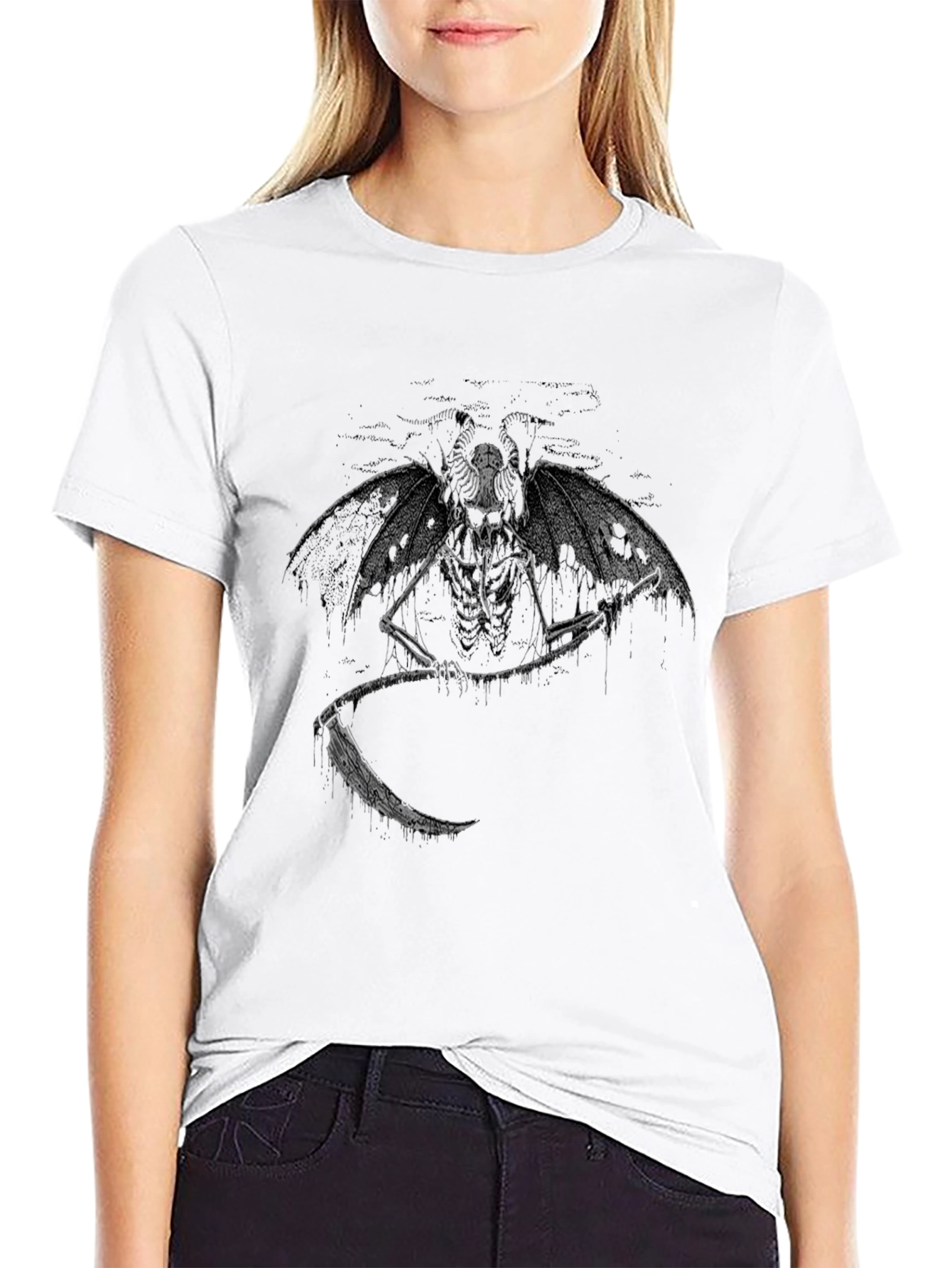Grim Reaper Graphic Tee - Dark Skeleton Design
