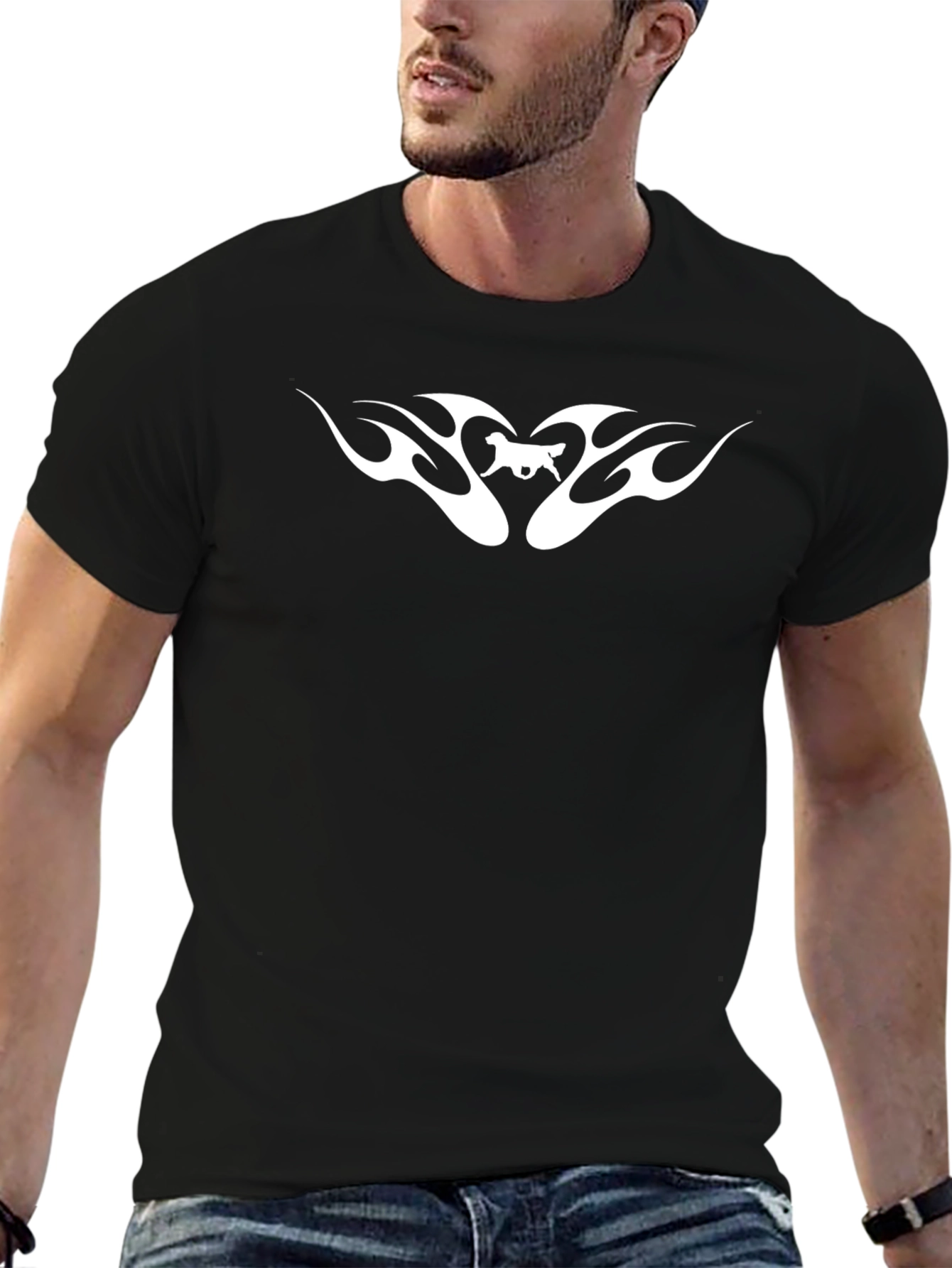 Cool Graphic Tee - Dog Lovers Flame Design