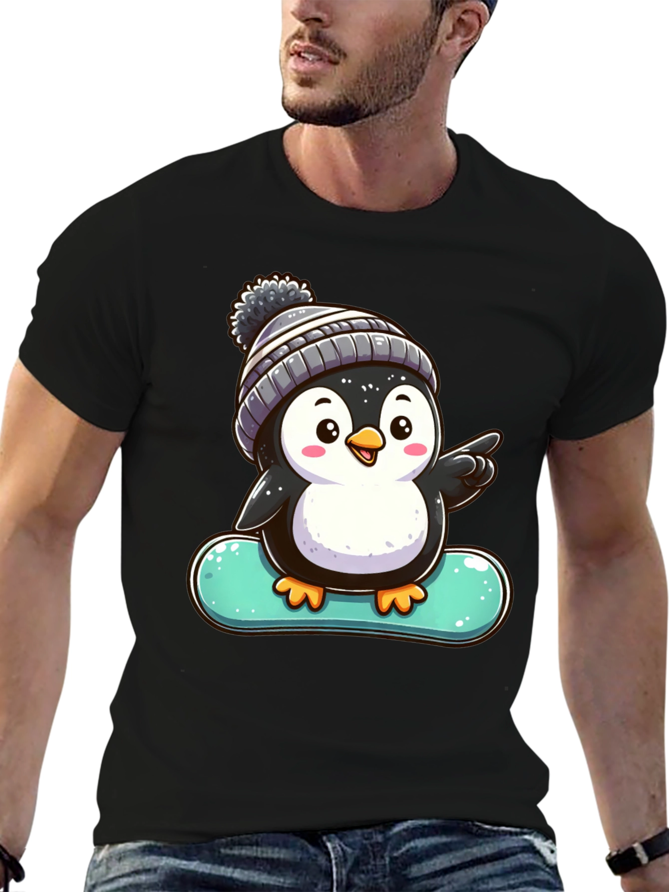 Penguin Snowboarder Graphic Tee