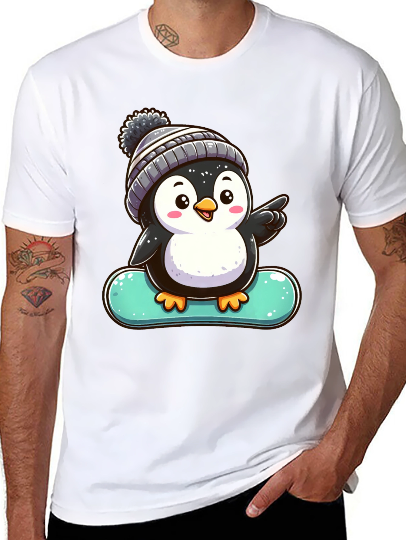 Penguin Snowboarder Graphic Tee