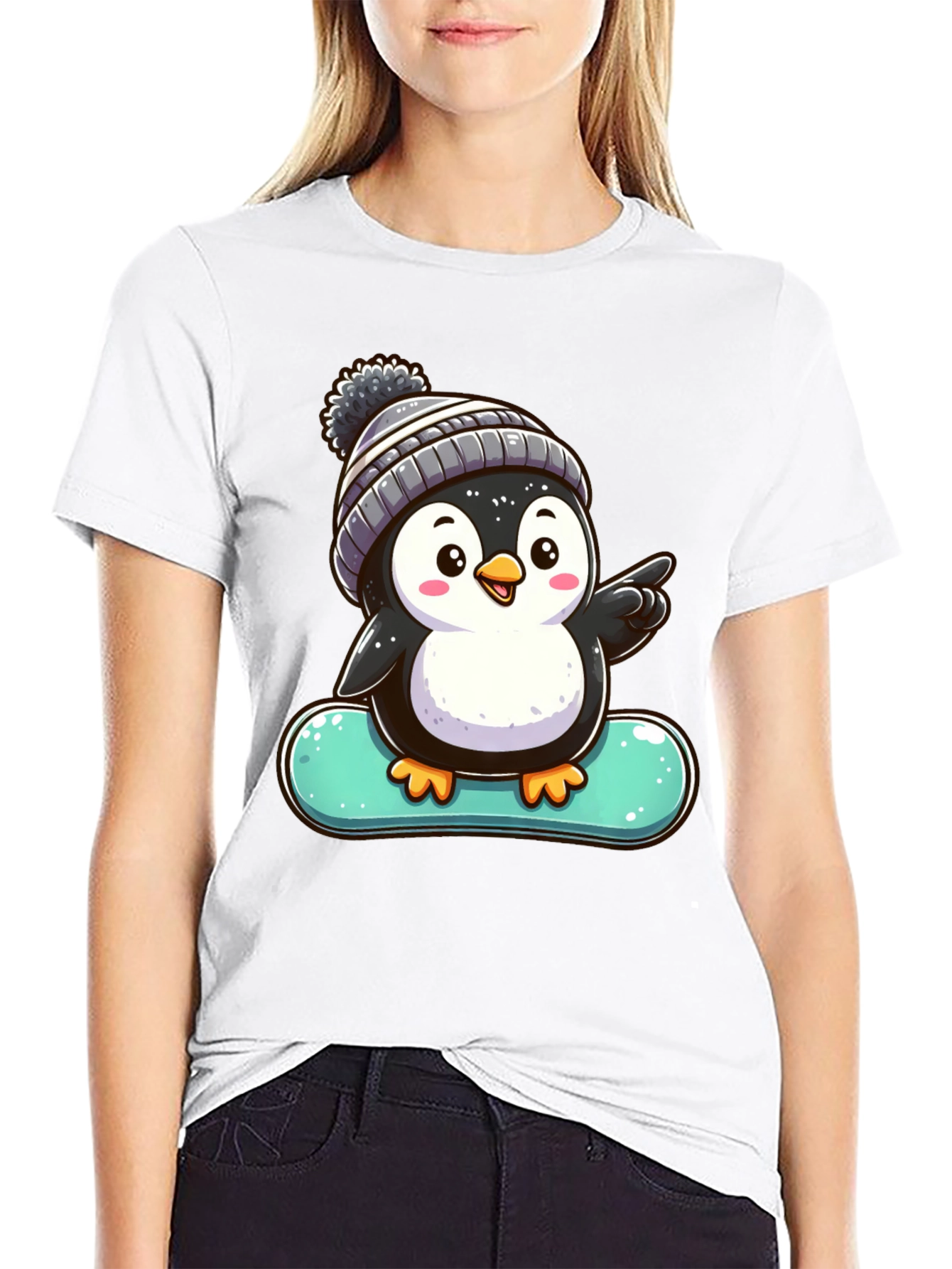 Penguin Snowboarder Graphic Tee