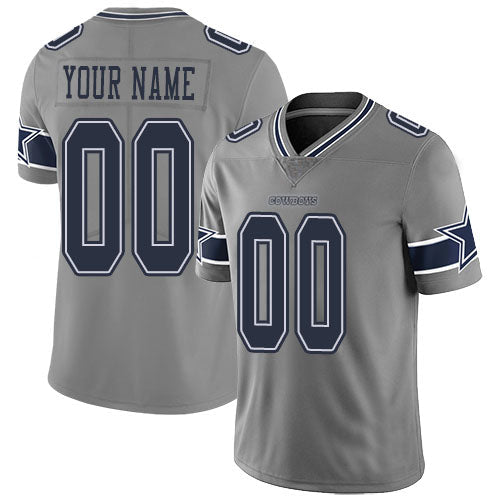 Custom1 Dallas Cowboys Football Jerseys Custom1ized Gray Stitched Limited Inverted Legend Jerseys