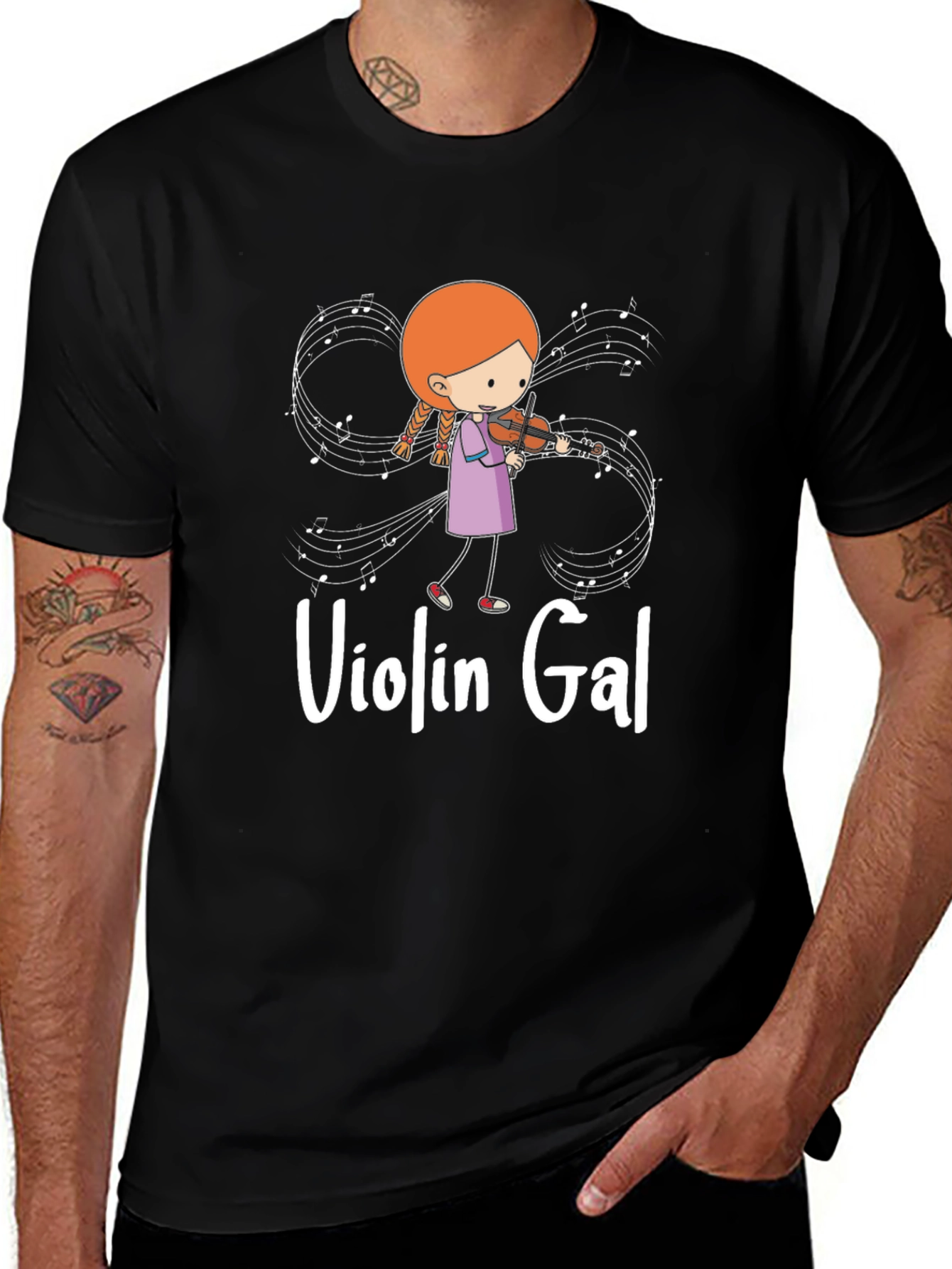 Violin Gal Black T-Shirt