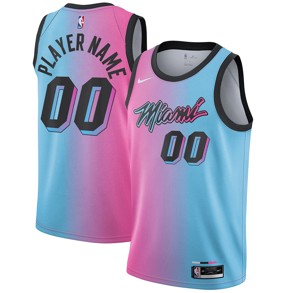 Men's Miami Heat Custom Pink/Blue Swingman Jerseys - City Edition