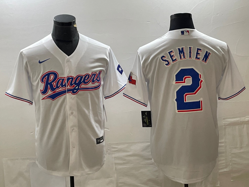Men's Texas Rangers Marcus Semien #2 White Home Authentic Player Jerseys
