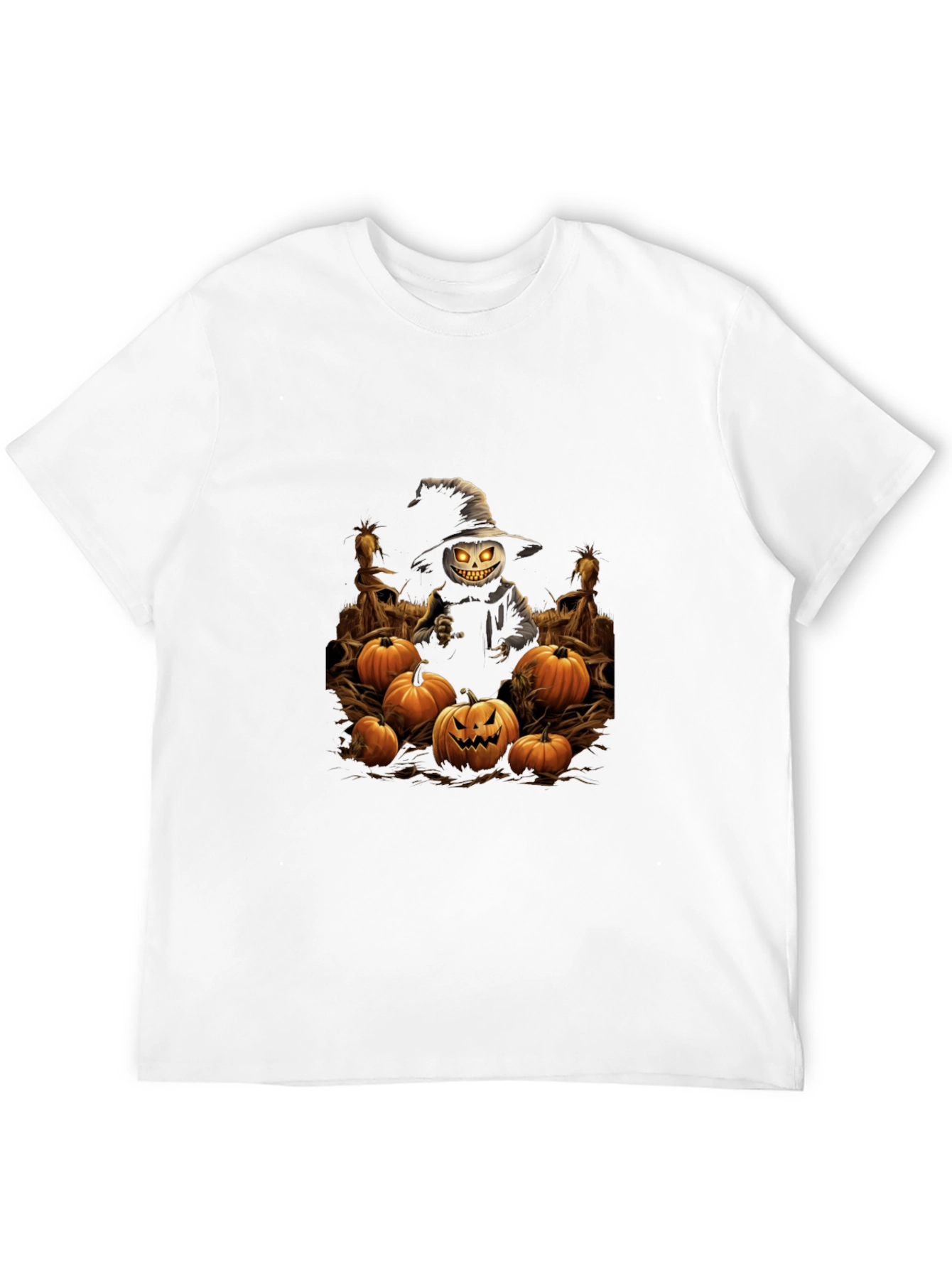 Halloween Scarecrow Pumpkin Patch Black T-Shirt
