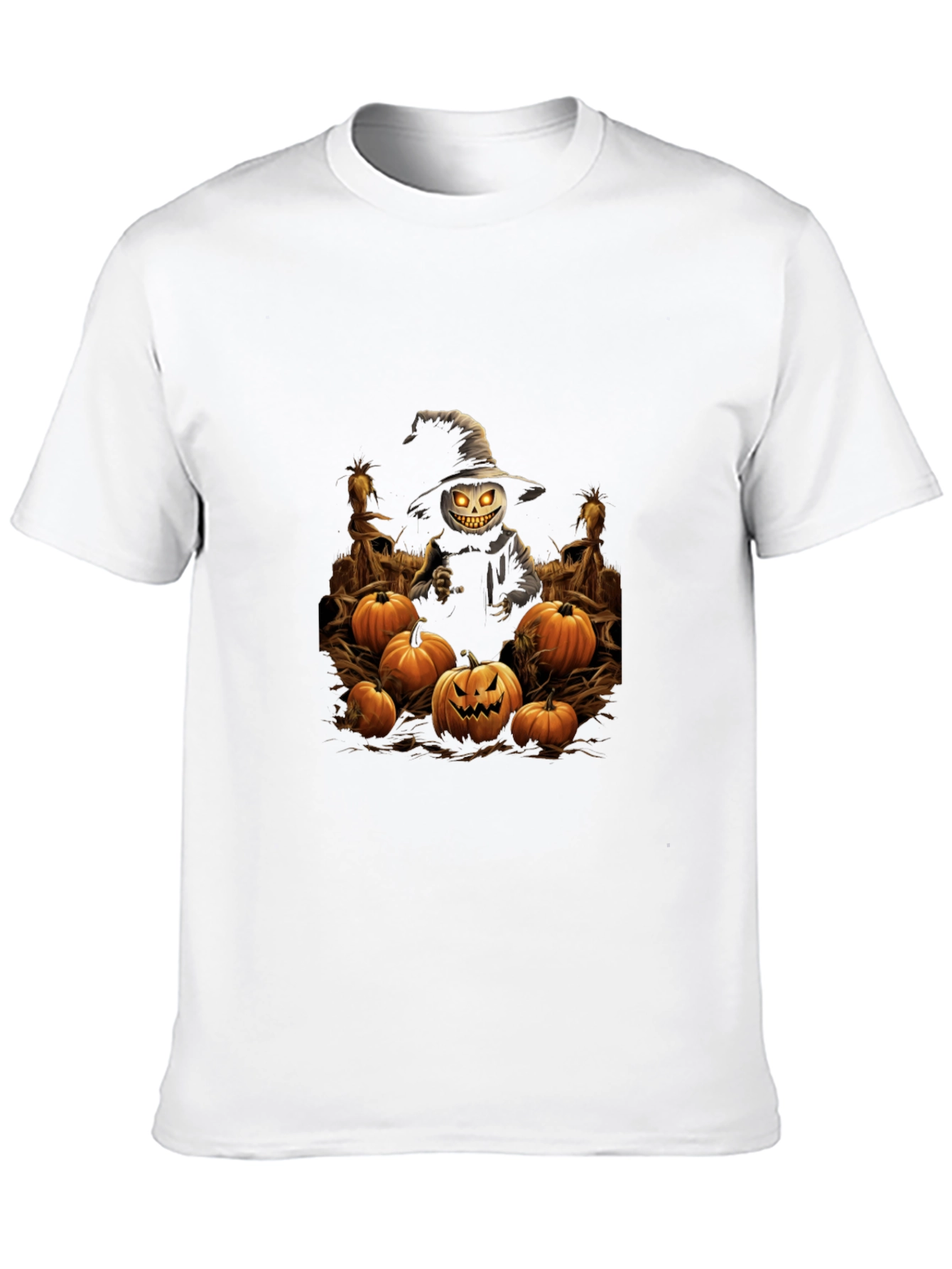 Halloween Scarecrow Pumpkin Patch Black T-Shirt