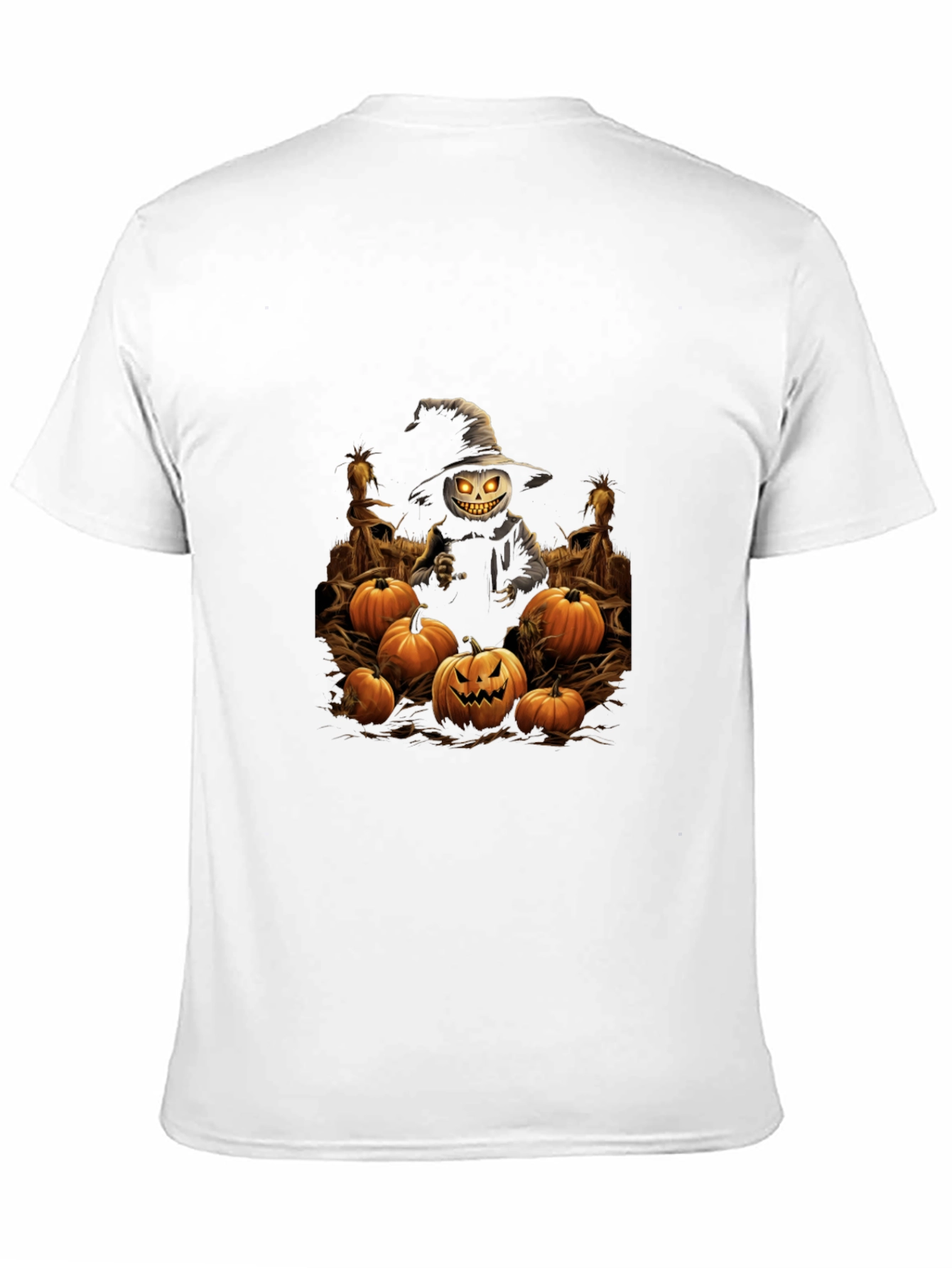Halloween Scarecrow Pumpkin Patch Black T-Shirt