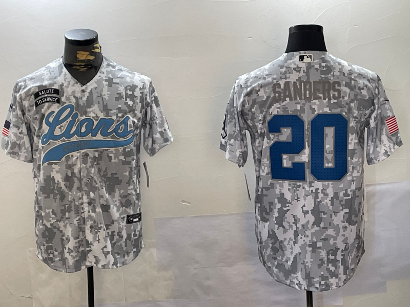 Men's Detroit Lions Barry Sanders #20 Arctic Camo 2024 Salute to Service Limited Jerseys