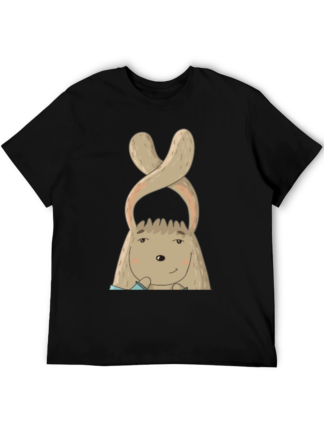Whimsical Bunny Graphic Tee - Soft Cotton Black T-Shirt