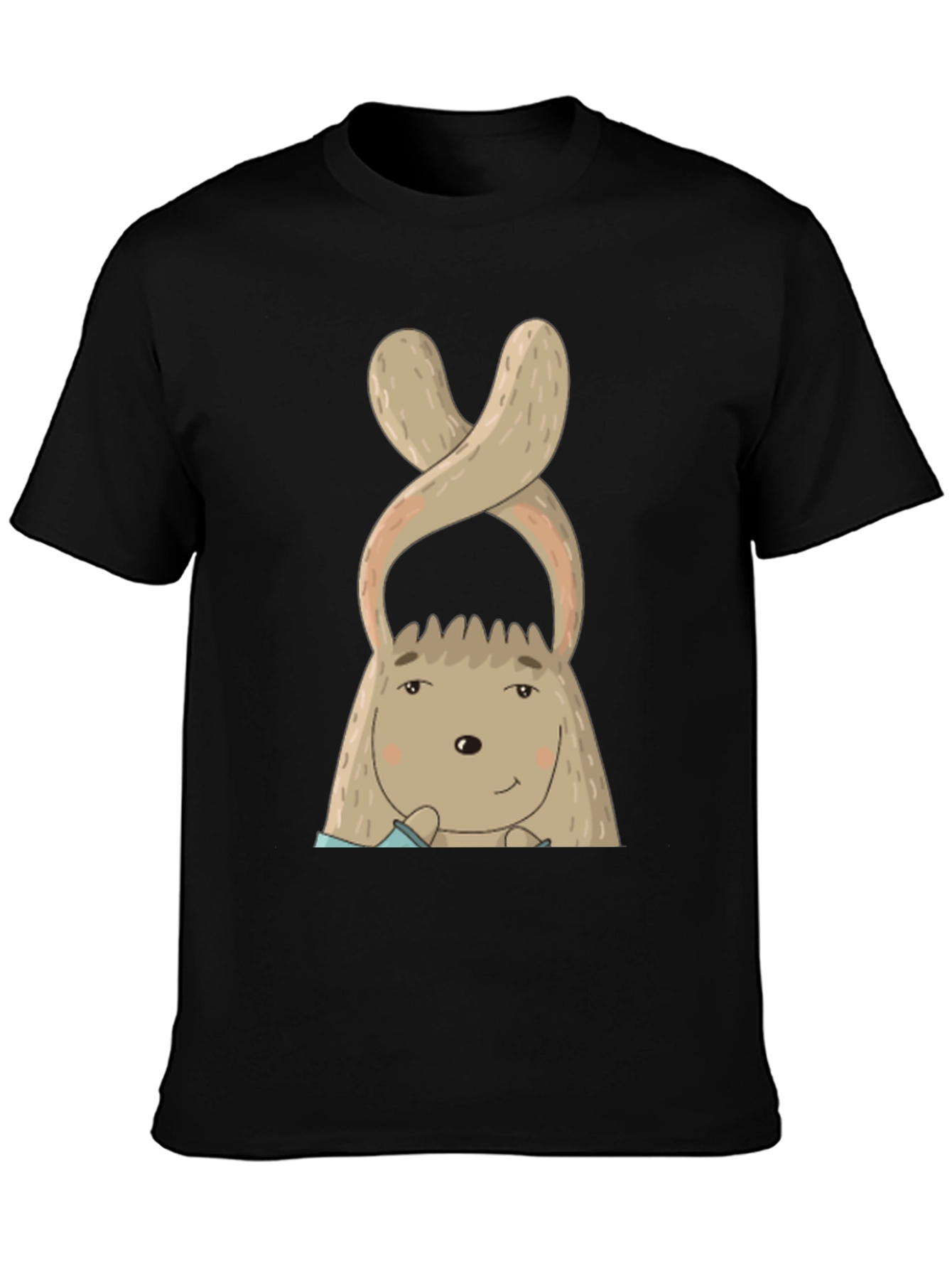 Whimsical Bunny Graphic Tee - Soft Cotton Black T-Shirt