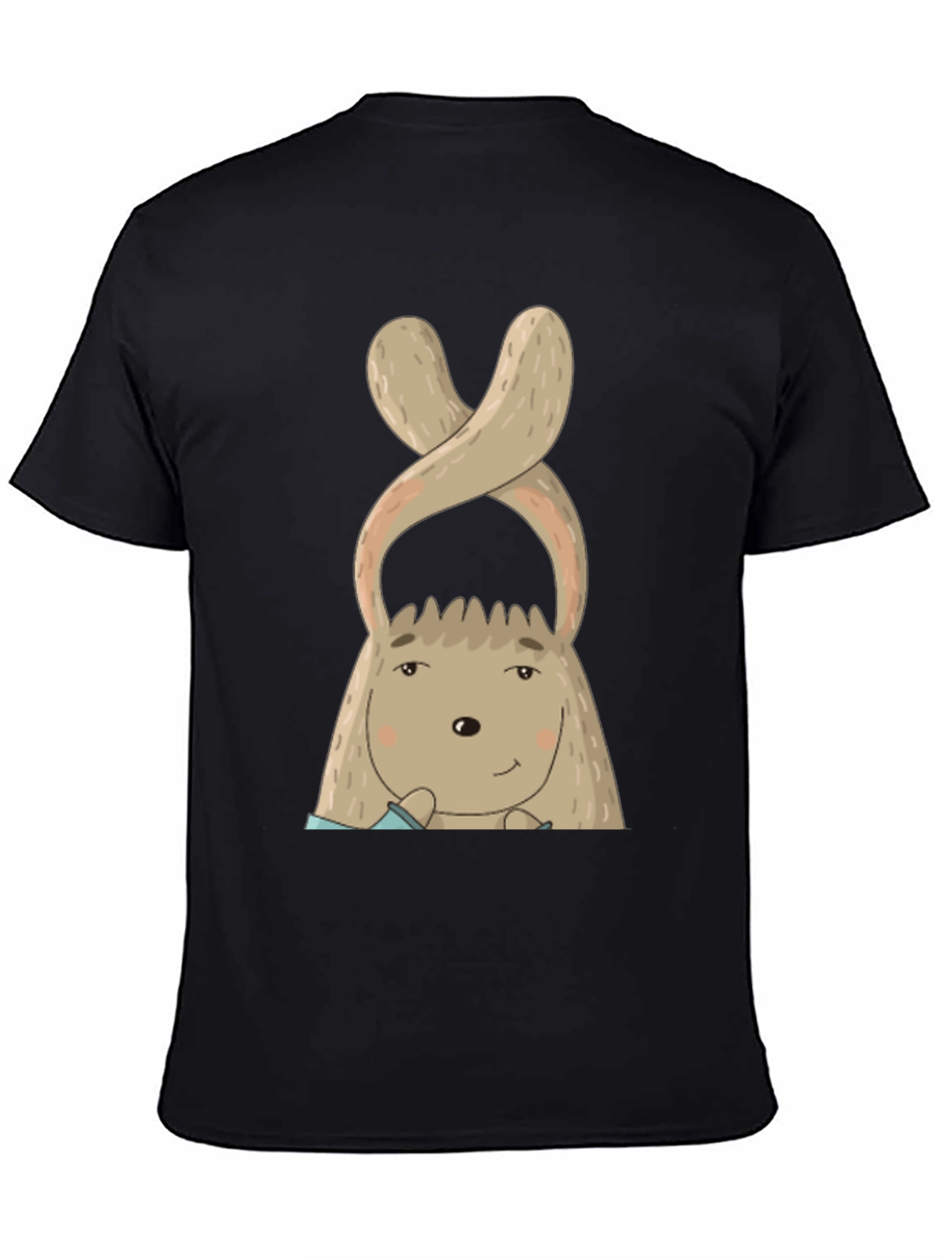 Whimsical Bunny Graphic Tee - Soft Cotton Black T-Shirt