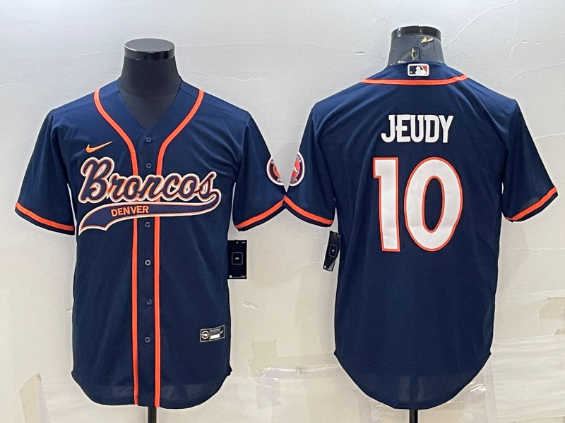 Men's Denver Broncos Jerry Jeudy #10 Navy Game Jerseys Joint Edition