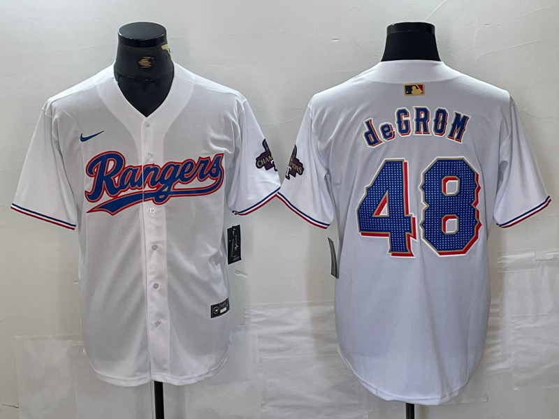 Men's Texas Rangers Jacob deGrom #48 White 2024 Gold Collection Limited Player Jerseys