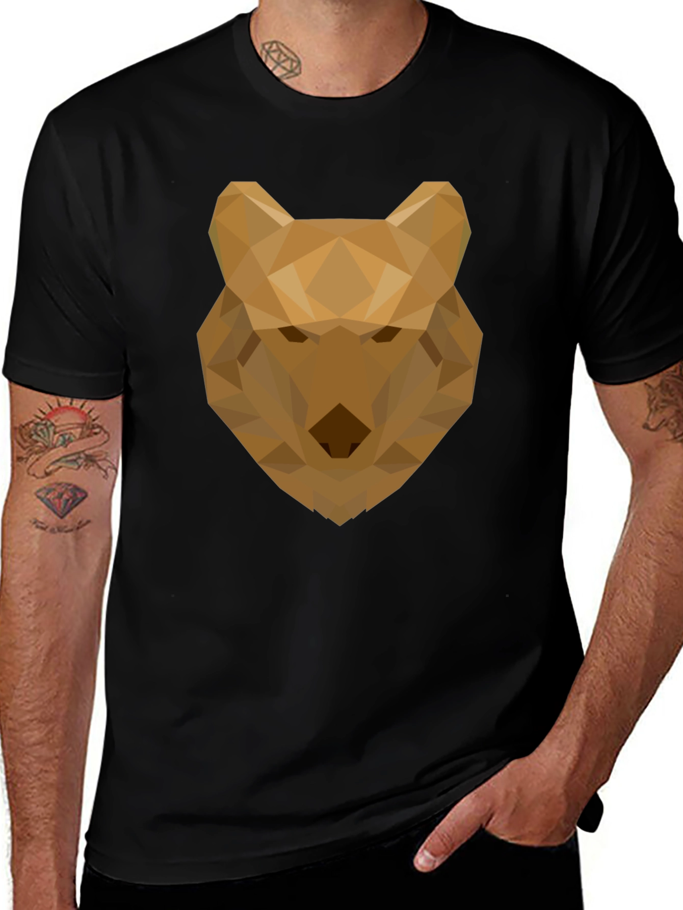 Geometric Wolf Graphic Tee - Modern Style