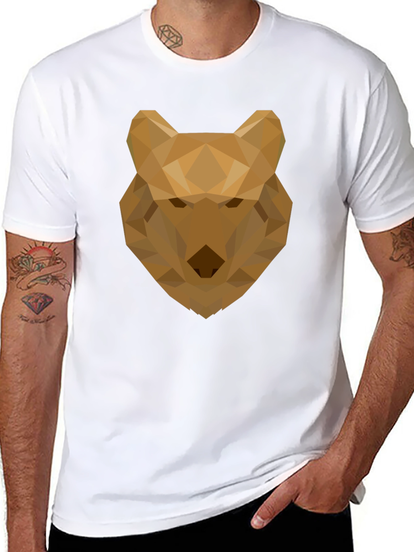 Geometric Wolf Graphic Tee - Modern Style