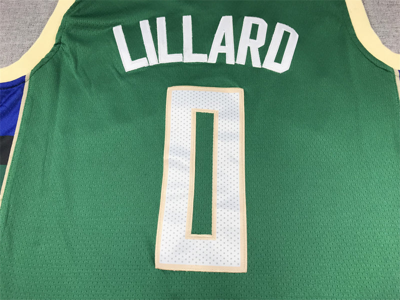 Men's Milwaukee Bucks Damian Lillard #0 Hunter Green Fast Break Player Jerseys - Icon Edition