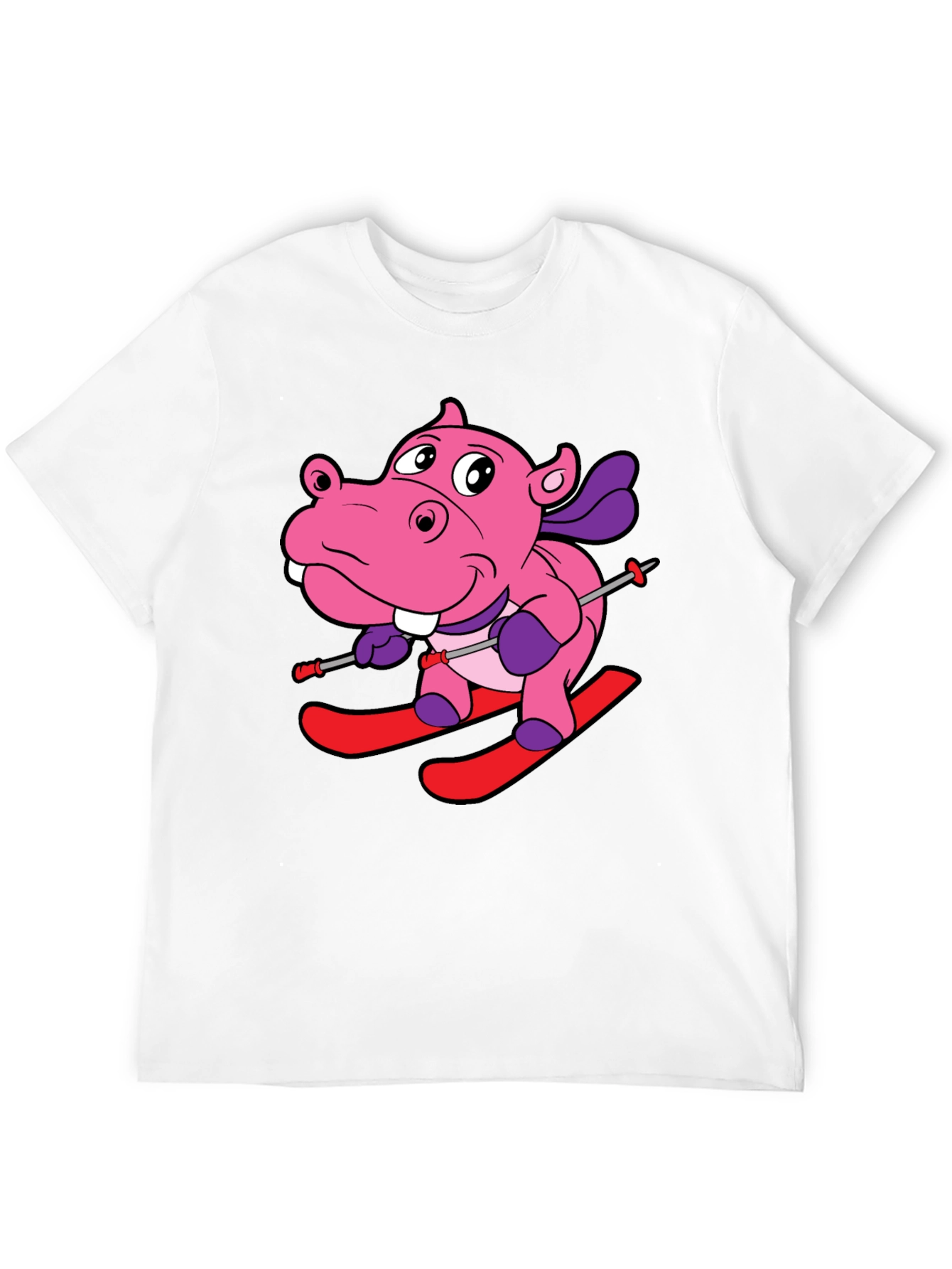 Hippo Skiing Graphic T-Shirt